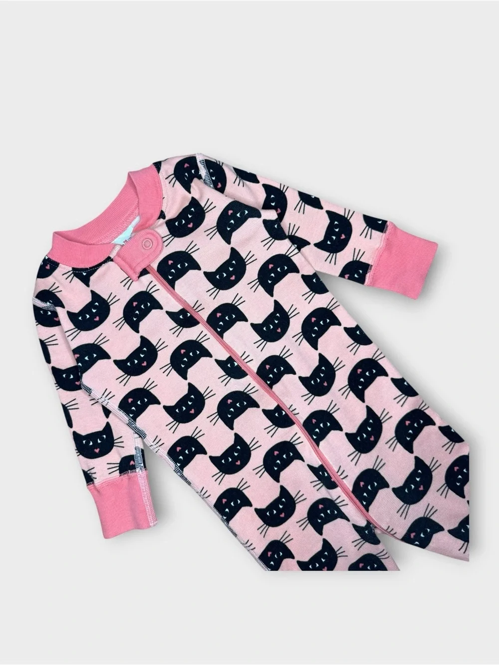 Hanna Andersson Black Cat Pattern Pink Organic Sleeper